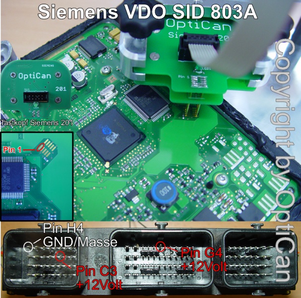 Siemens SID 803A (Peugeot) pinout diagram 1